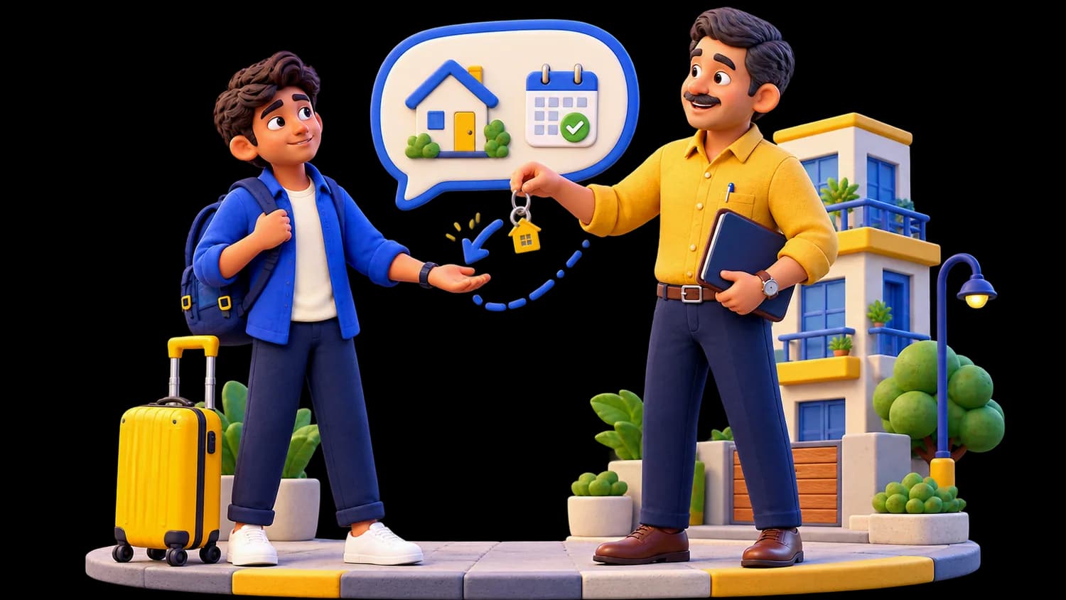 Clay student connecting with a property owner and receiving a key